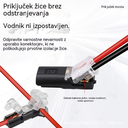 【50 artiklov za 18 EUR】Žični konektor brez luščenja, z zaklepno zaponko, varnim zapiranjem in protizdrsnim premazom