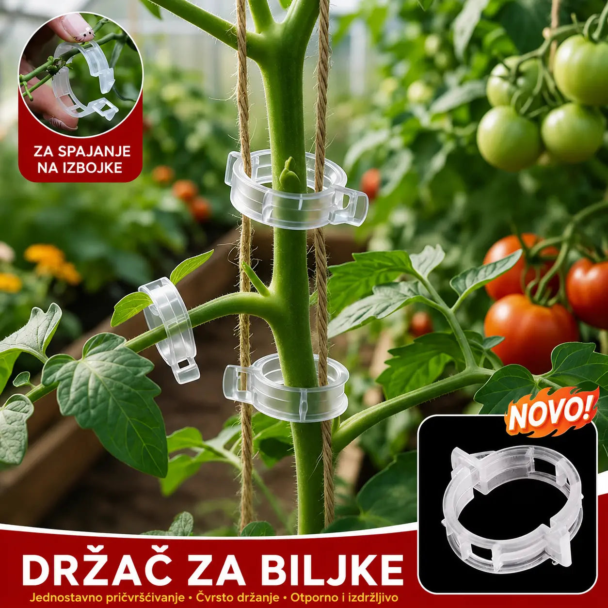【100 kom】Plastični nosač biljaka za biljke rajčice povezane s visećom rešetkom za uređenje vrta staklenika