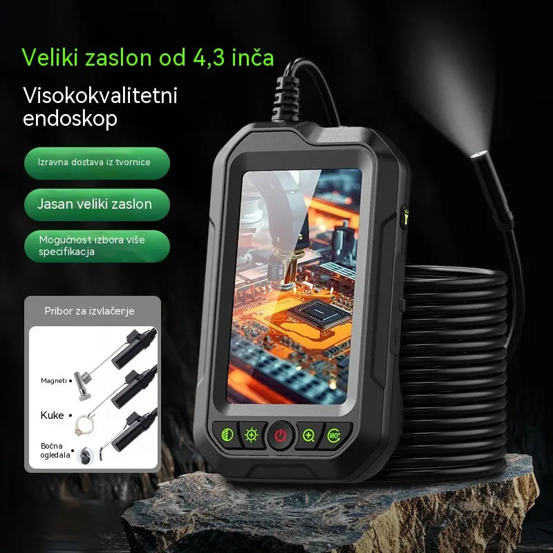Ponuda ograničenog trajanja: 50 % popusta!  Prijenosna HD 1080p endoskopska kamera sa zaslonom od 4,3 inča – vodootporna (IP67), precizan pregled, dugotrajna baterija