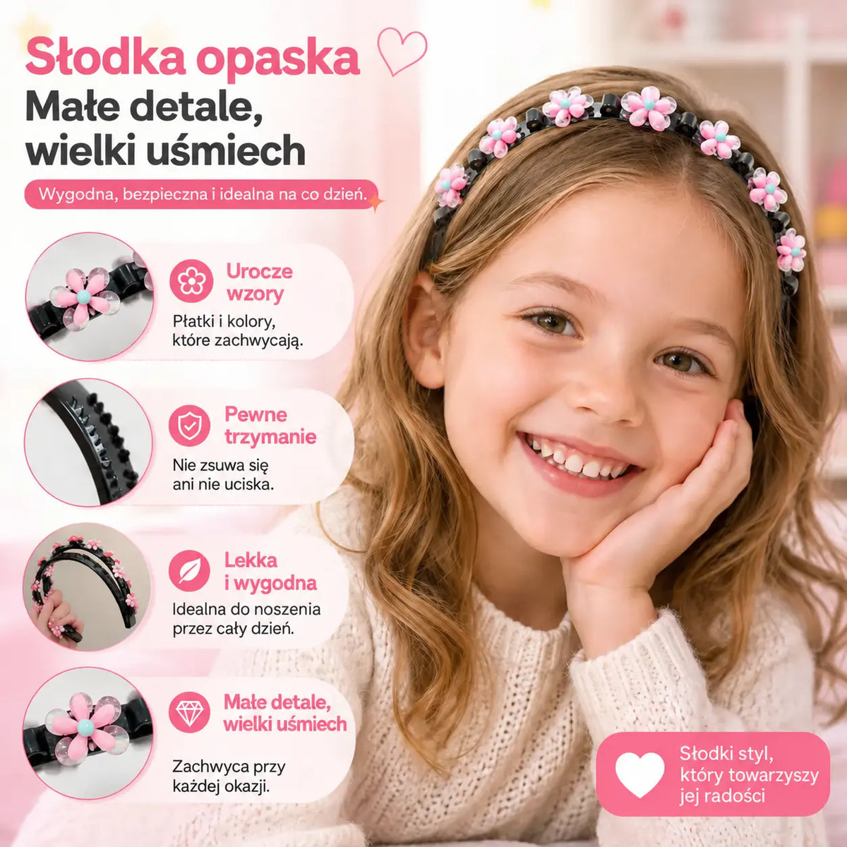 👑【5 sztuk】Patyczki, spinki i plecione wstążki dla dziewczynek