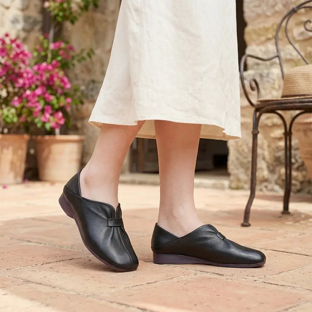 👡【35-41】2026, Γυναικεία μαλακά παπούτσια με φιόγκο, από υψηλής ποιότητας δέρμα βοοειδών, απλά και κομψά.