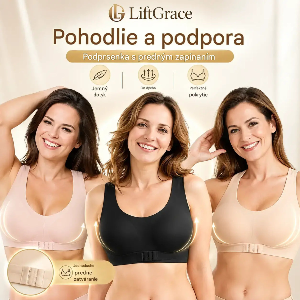 Akce 1+1 zdarma 【M–2XL】Podprsenka bez kostic se zapínáním vpředu a překříženými zády: koriguje držení těla a poskytuje maximální oporu i pohodlí.