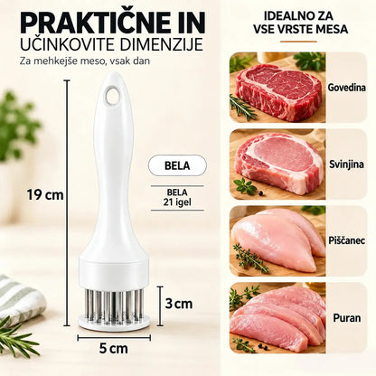 Igla za mehčanje mesa iz nerjavečega jekla z 21 konicami za zrezke, žar in kuhinjo.
