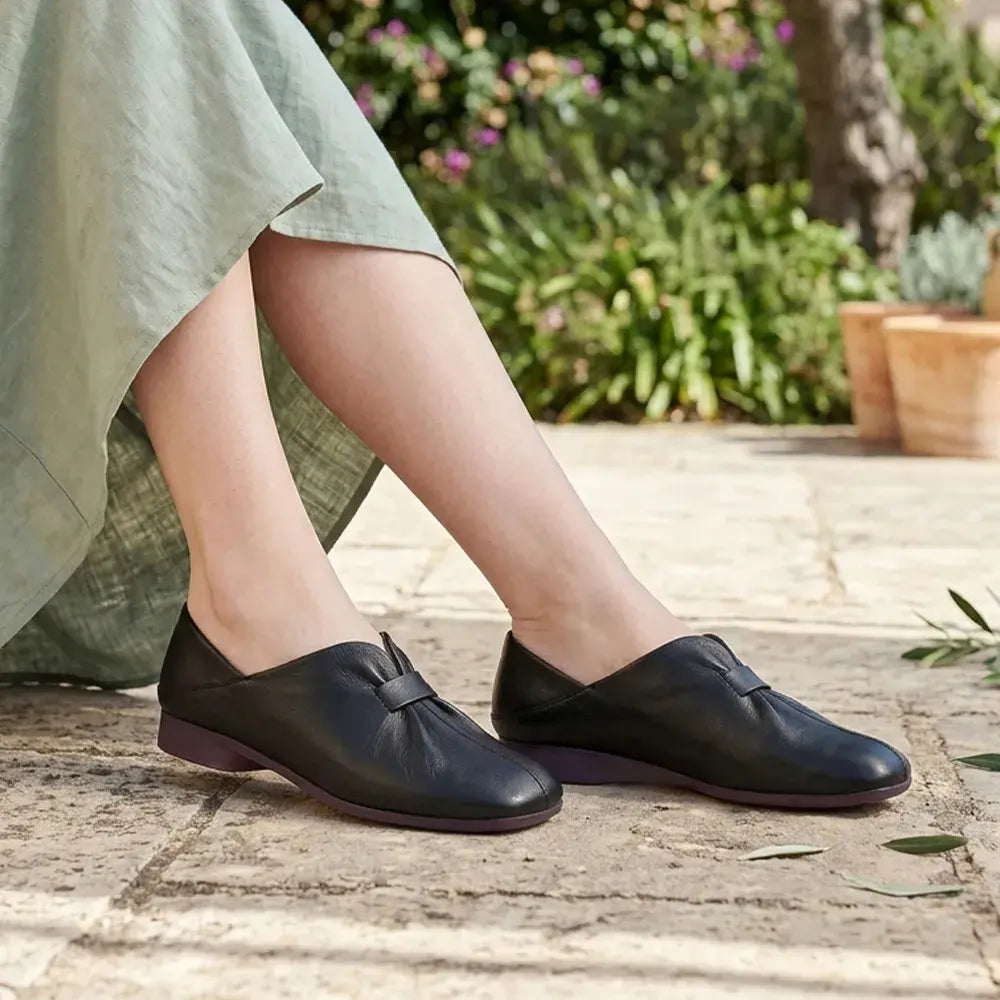 👡【35-41】2026, Γυναικεία μαλακά παπούτσια με φιόγκο, από υψηλής ποιότητας δέρμα βοοειδών, απλά και κομψά.