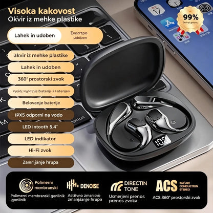 Brezžične Bluetooth slušalke brez vgrajenega ušesa, z ušesno kljukico in kostno prevodnostjo