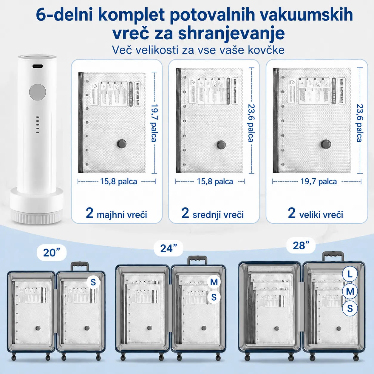 🎁 Zestaw bezprzewodowych kompresyjnych worków próżniowych do przechowywania