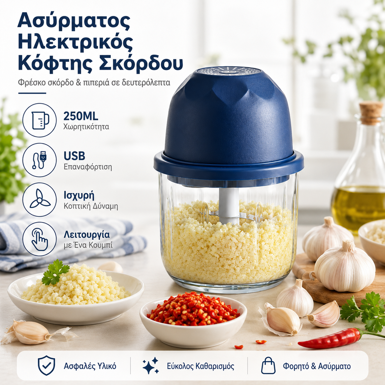 【1 τεμάχιο για 27 ευρώ】Αποτελεσματικός ασύρματος μίνι ηλεκτρικός τεμαχιστής τροφίμων