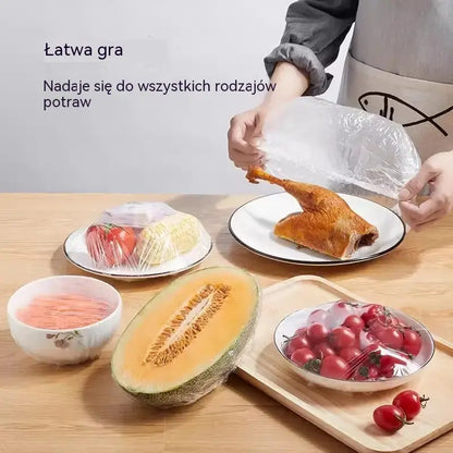 ✨500 elastycznych pokrywek foliowych, wielokrotnego użytku, bezpiecznych dla żywności.