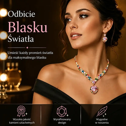 💍✨ Komplet naszyjnika i kolczyków z cyrkonii w kształcie serca – Luksusowa biżuteria na święta i specjalne okazje