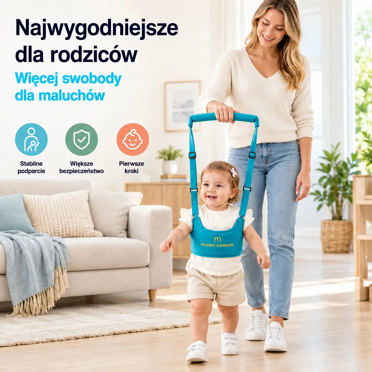 Szelki do nauki chodzenia dla niemowląt 2 w 1 – Oddychające, ergonomiczne i z ochroną przed upadkiem 👶🚼