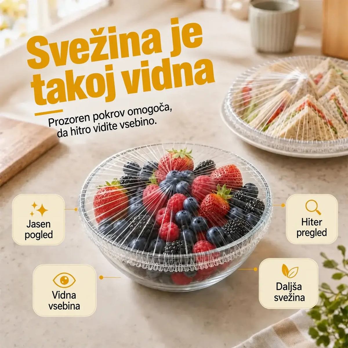 【Kupi 1, prejmi 1 brezplačno】Enkratno pokrivalo iz živilske folije, izvlečni tip, s preklopnim pokrovom za tesnjenje in zaščito pred prahom in žuželkami, za shranjevanje.