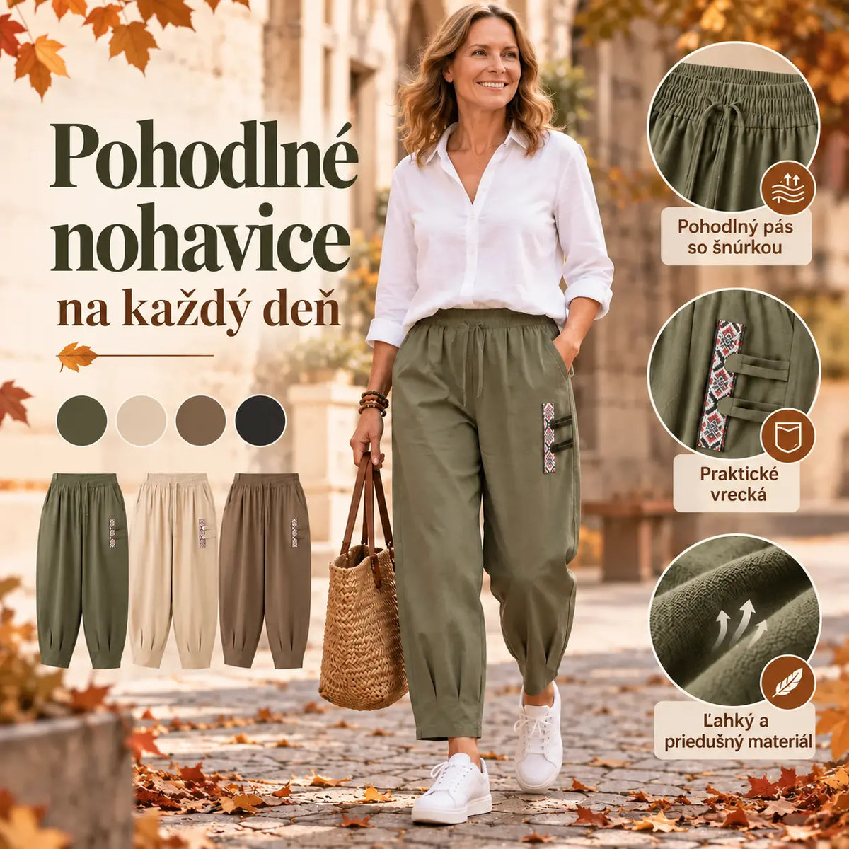 🔥✨【M-4XL】👖 Nové letné tenké bavlnené ľanové nohavice 7/8