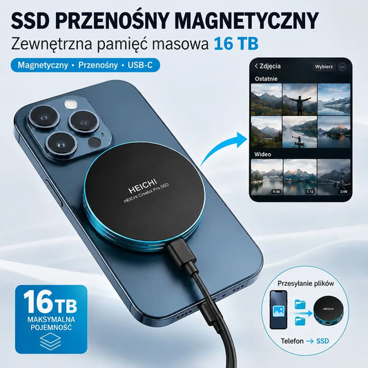 🧲 Szybki przenośny magnetyczny SSD 16TB | Transfer 1050MB/s i kompatybilność z wieloma urządzeniami ⚡