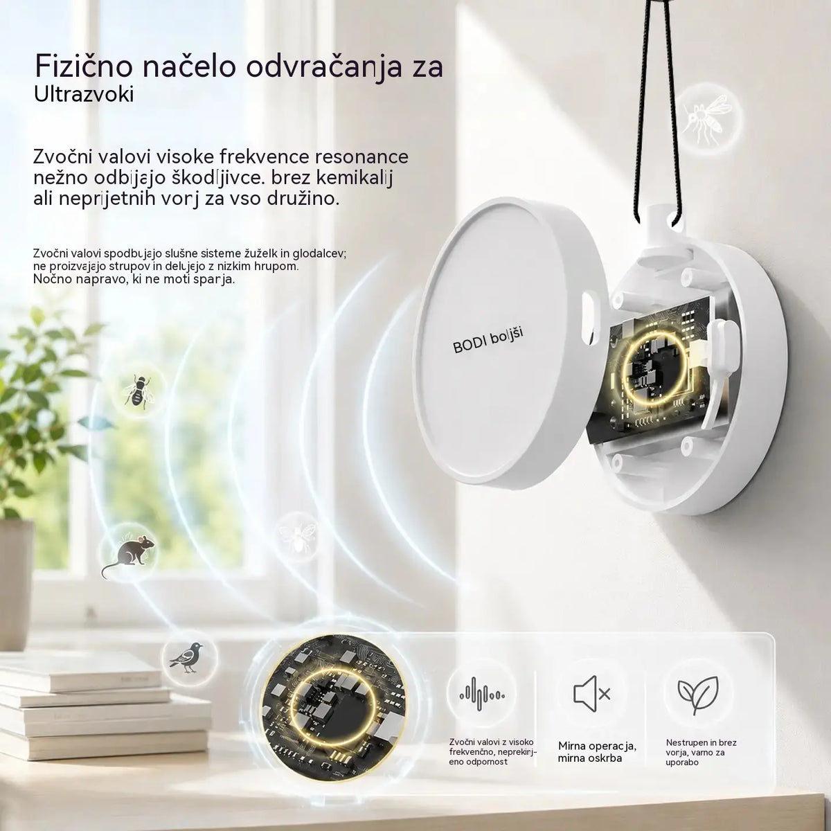 【2 za samo 23 €】 Prenosni ultrazvočni odganjalec ptic | Avtomatski odganjalec golobov, primeren za balkone, vrtove in zunanje prostore