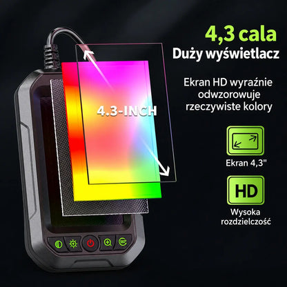 Przenośna kamera endoskopowa HD 1080p z ekranem 4,3" – wodoodporna IP67, precyzyjna inspekcja, długi czas pracy baterii