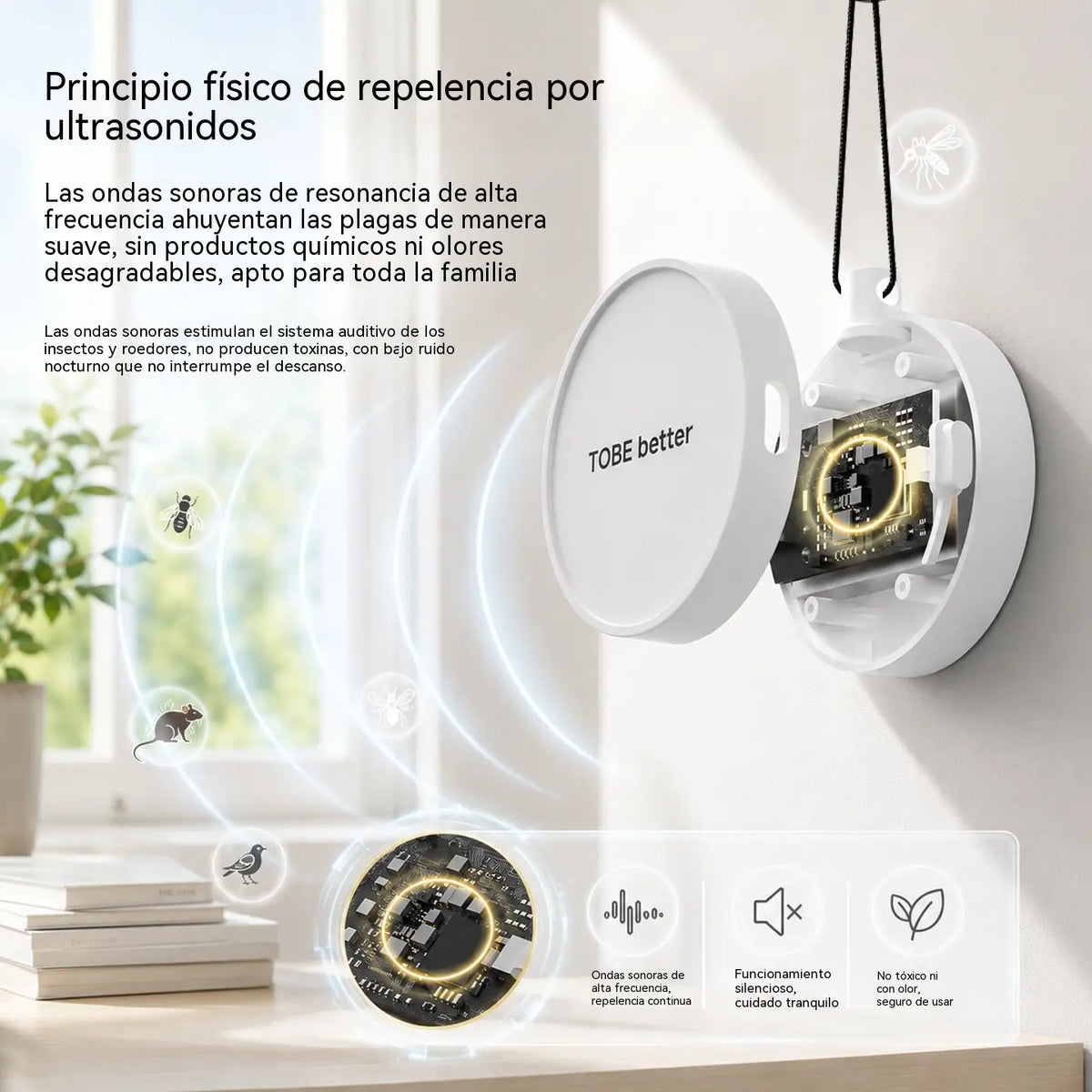 【2 piezas 26 euros】 Repelente de pájaros ultrasónico portátil | Ahuyentador automático para palomas, ideal para balcones, jardines y exteriores