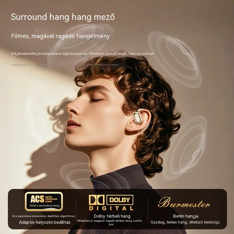 Vezeték nélküli Bluetooth fülhallgató beépített fülhorgos csontvezetés nélkül