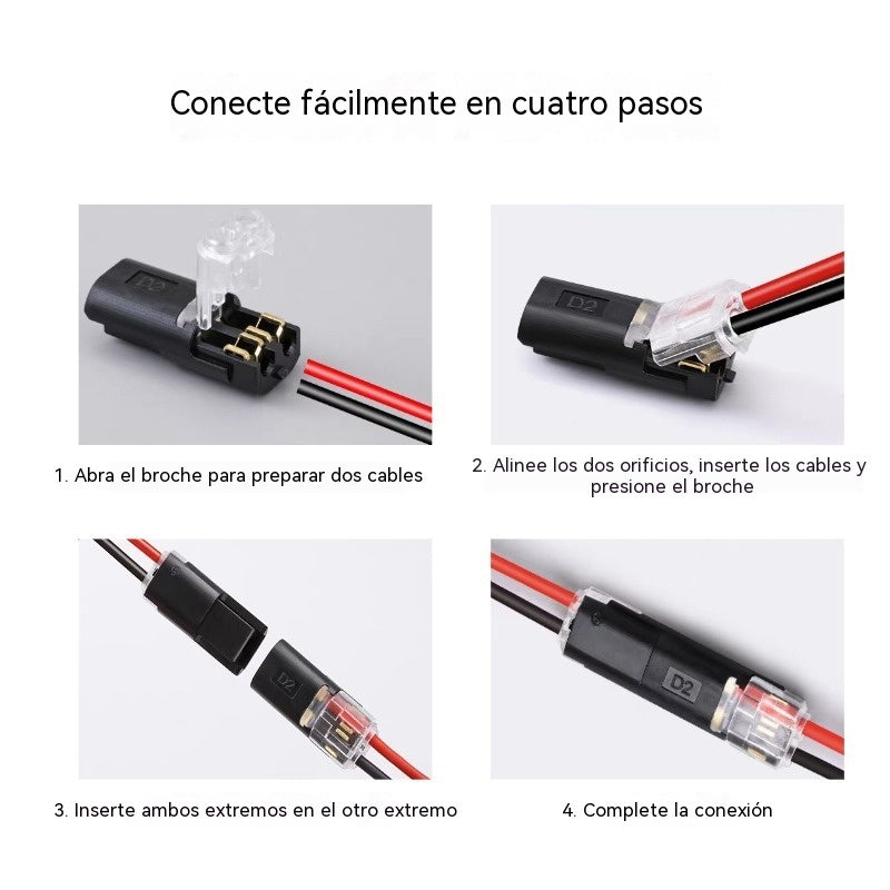 【50 artículos por 21 euros】Conector de doble cable con hebilla de bloqueo, cierre de seguridad, antideslizante
