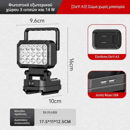 🔥💡 Ένας φακός που τροφοδοτείται από μπαταρία λιθίου με θύρα USB, κατάλληλος για επισκευές αυτοκινήτων κ.λπ.