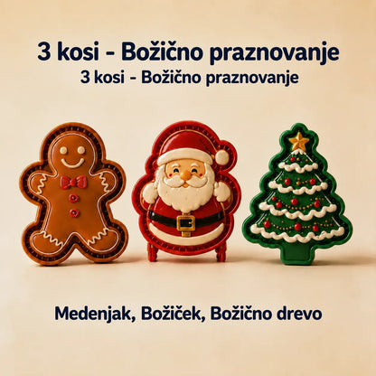 🥧🎄 Set 9 mini božičnih modelčkov za sladice | Reliefni in za večkratno uporabo ⛄