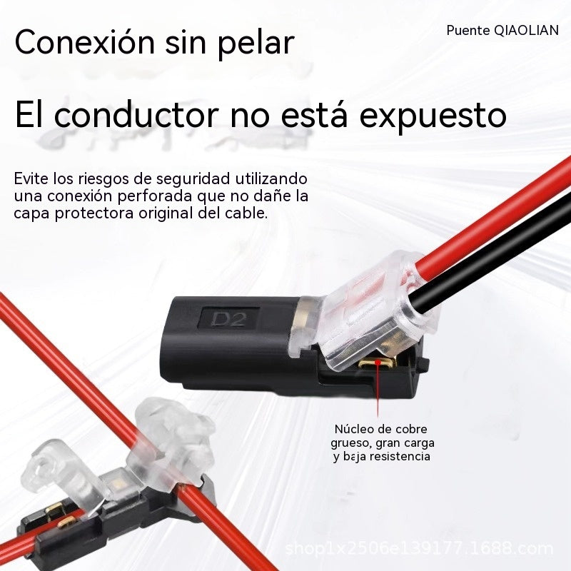 【50 artículos por 21 euros】Conector de doble cable con hebilla de bloqueo, cierre de seguridad, antideslizante