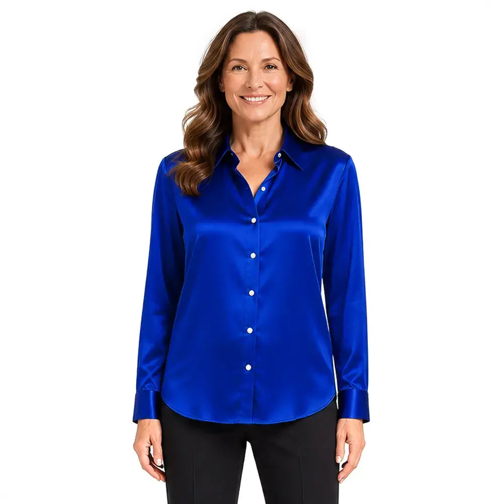 👚Γυναικεία σατέν μπλούζα με μακριά μανίκια και εκτύπωση – φαρδιά μπλούζα εργασίας σε μεγάλο μέγεθος – ελαφρύ και μοντέρνο πουκάμισο