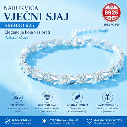 【2 komada 42 KM】Nova modna ženska narukvica od 925 sterling srebra s djetelinom s četiri lista