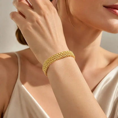 ✨ Skorzystaj teraz z 50% zniżki! 💛 Szeroka pleciona bransoletka siatkowa: grube ogniwa, elegancka i lśniąca 🎀